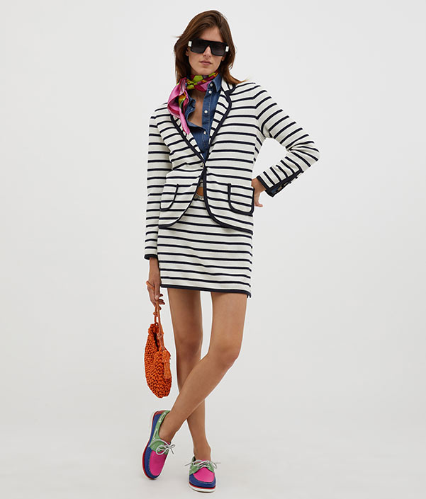 Micro-ribbed jersey blazer - white pattern - MAX&Co.